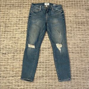 Frame Denim Women's Petite Blue Distressed Jeans